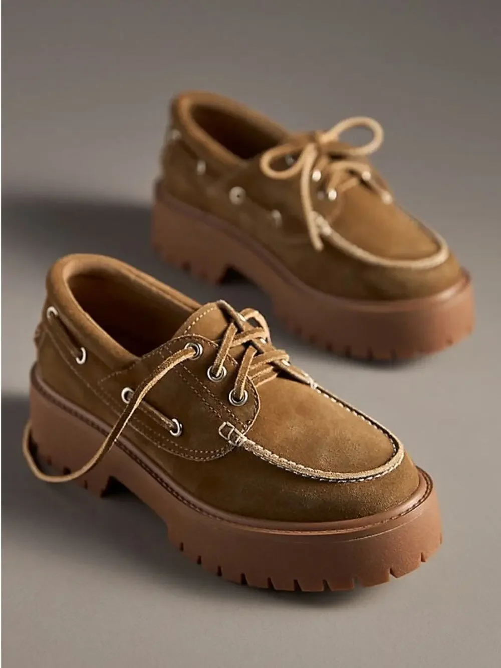 Jeffrey Campbell Crushed T-Lug Platform Boat Shoes, NWOT, size 5